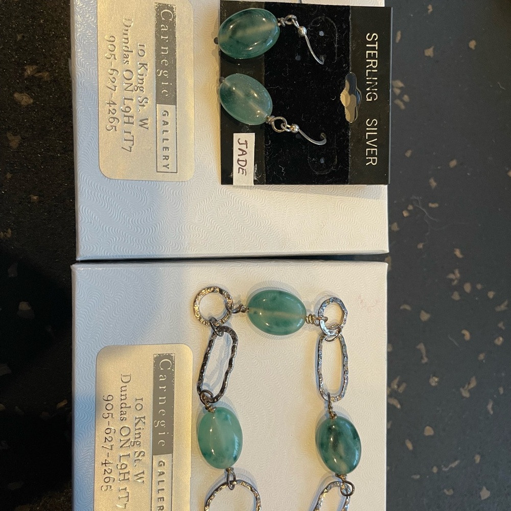 Sterling Silver Jade Jewelry Set